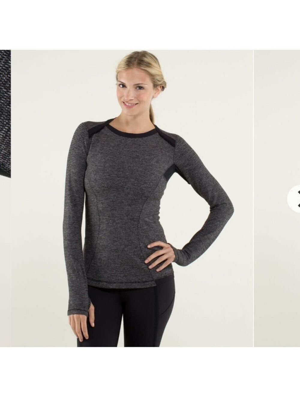 Lululemon Long Sleeve Base Runner Heathered Black Large